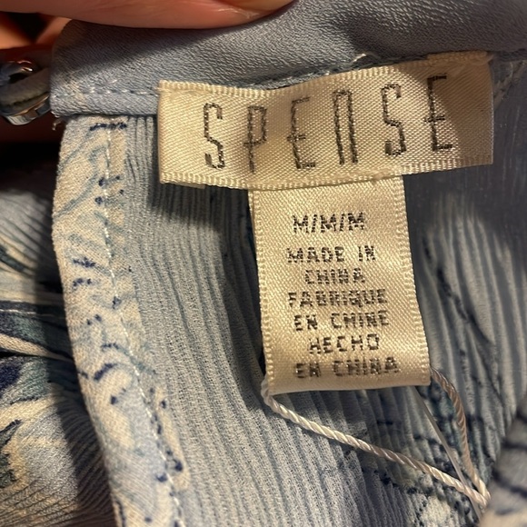 Spense women’s medium 8 10 blouse top Blue Floral Cold Shoulder pleated nwt - Picture 5 of 7